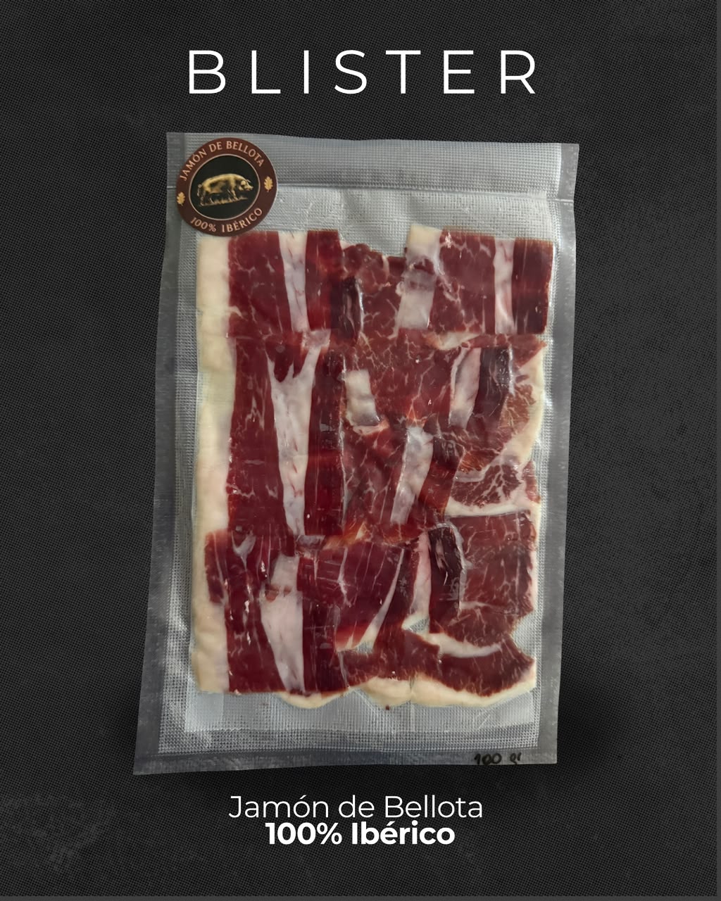 Jamon Iberico de Bellota cortado a cuchillo blister x 100 gr