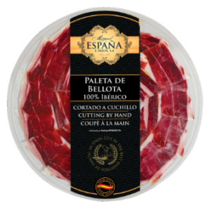 Jamón Iberico de Bellota 100% cortado a cuchillo x 90 gr.