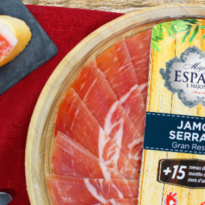 Jamón serrano gran reserva cortado a cuchillo españa 90 gr.